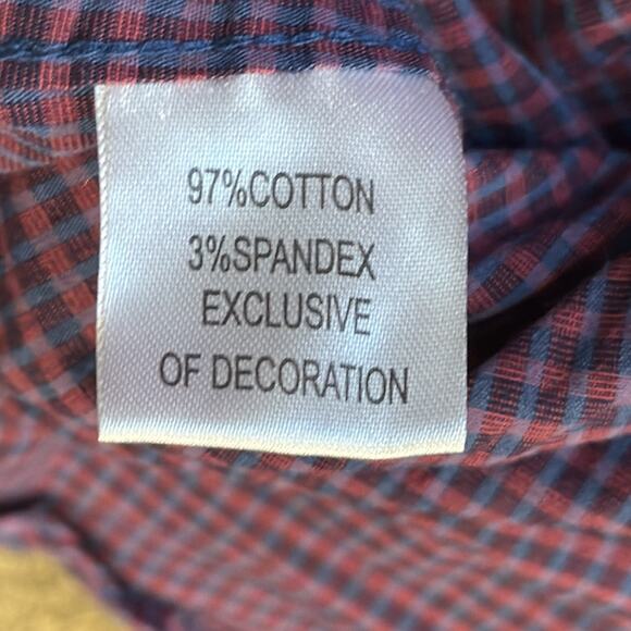 Tailorbyrd Men's Cotton Stretch Long Sleeve Shirt Red Navy Size XXL - Picture 9 of 10